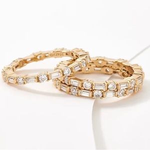 Diamonique Set of 3 Round and Baguette Band Rings, Sterling